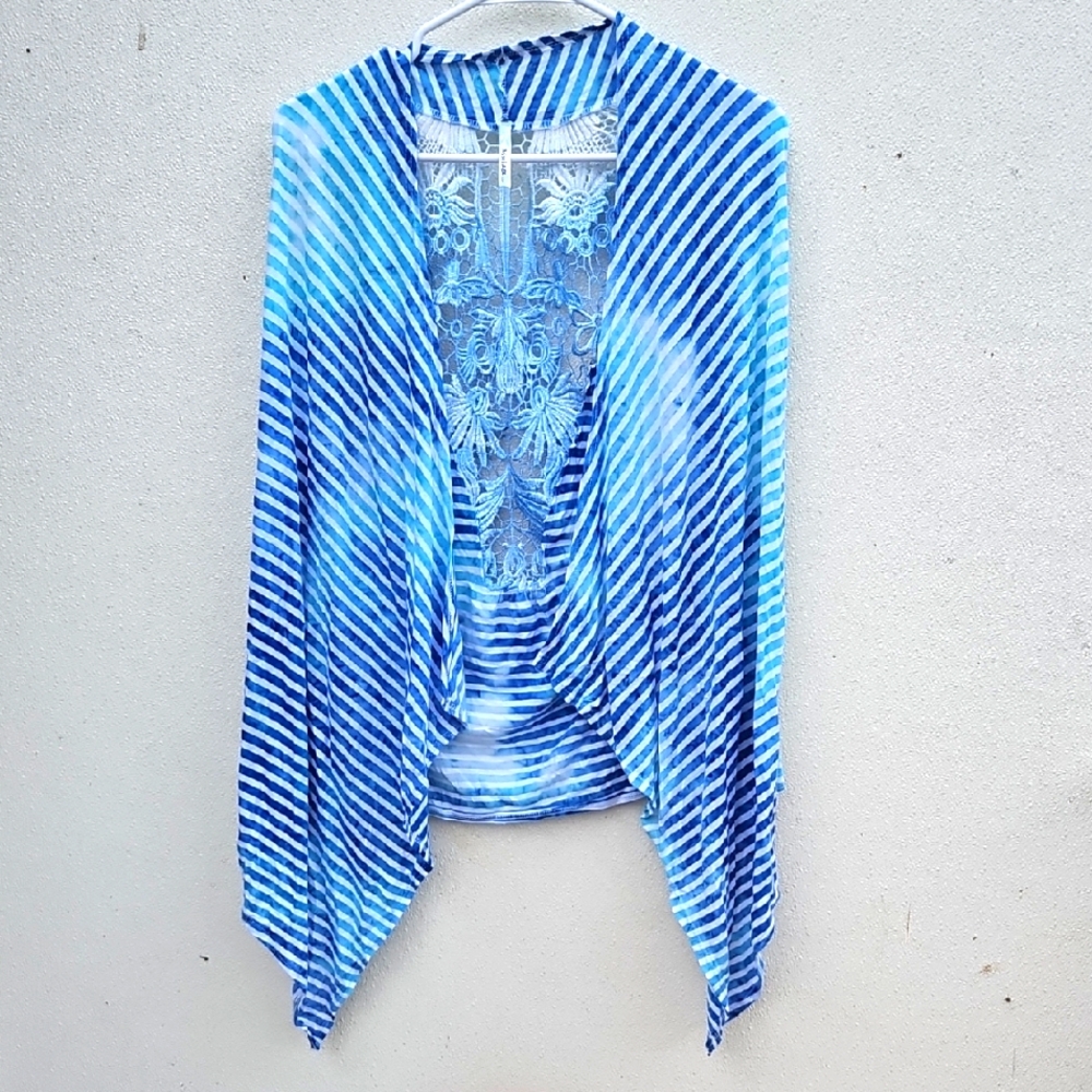 Blue and White Striped Cardigan